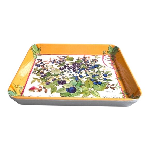 Decorative Floral Melamine Tray Botanical Print Small Jewelry Trinkets Keys - Picture 1 of 12